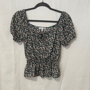 Moa Moa Black Floral Blouse
